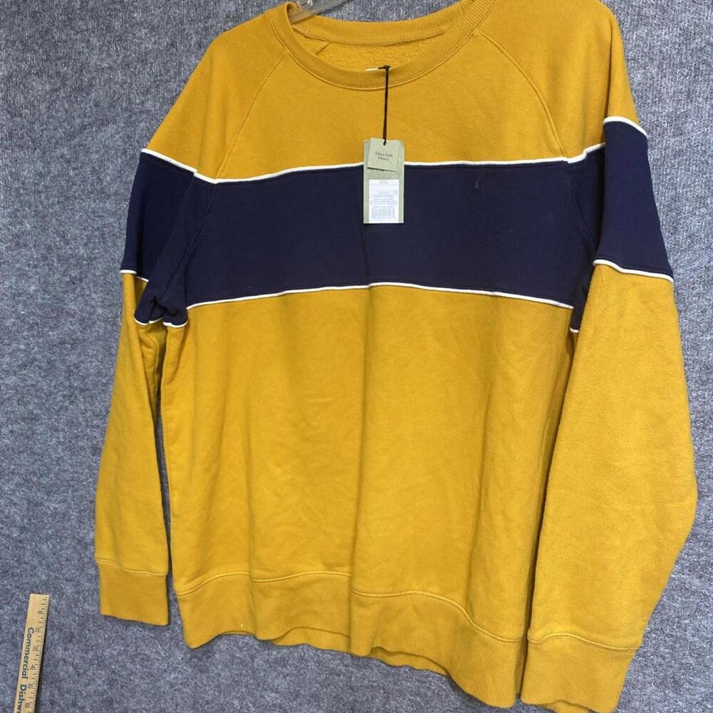 Goodfellow Sweater Mens XXL Yellow Blue Pullover Long Sleeve Crew Neck Adult - Picture 2 of 10